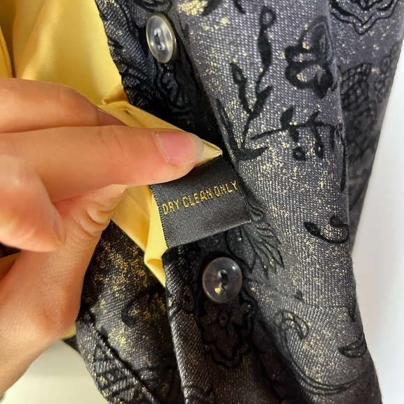 View Collection NY Blazer Vintage Y2K Black Velvet Gold Jacket Women’s Sz 8 - Picture 11 of 13